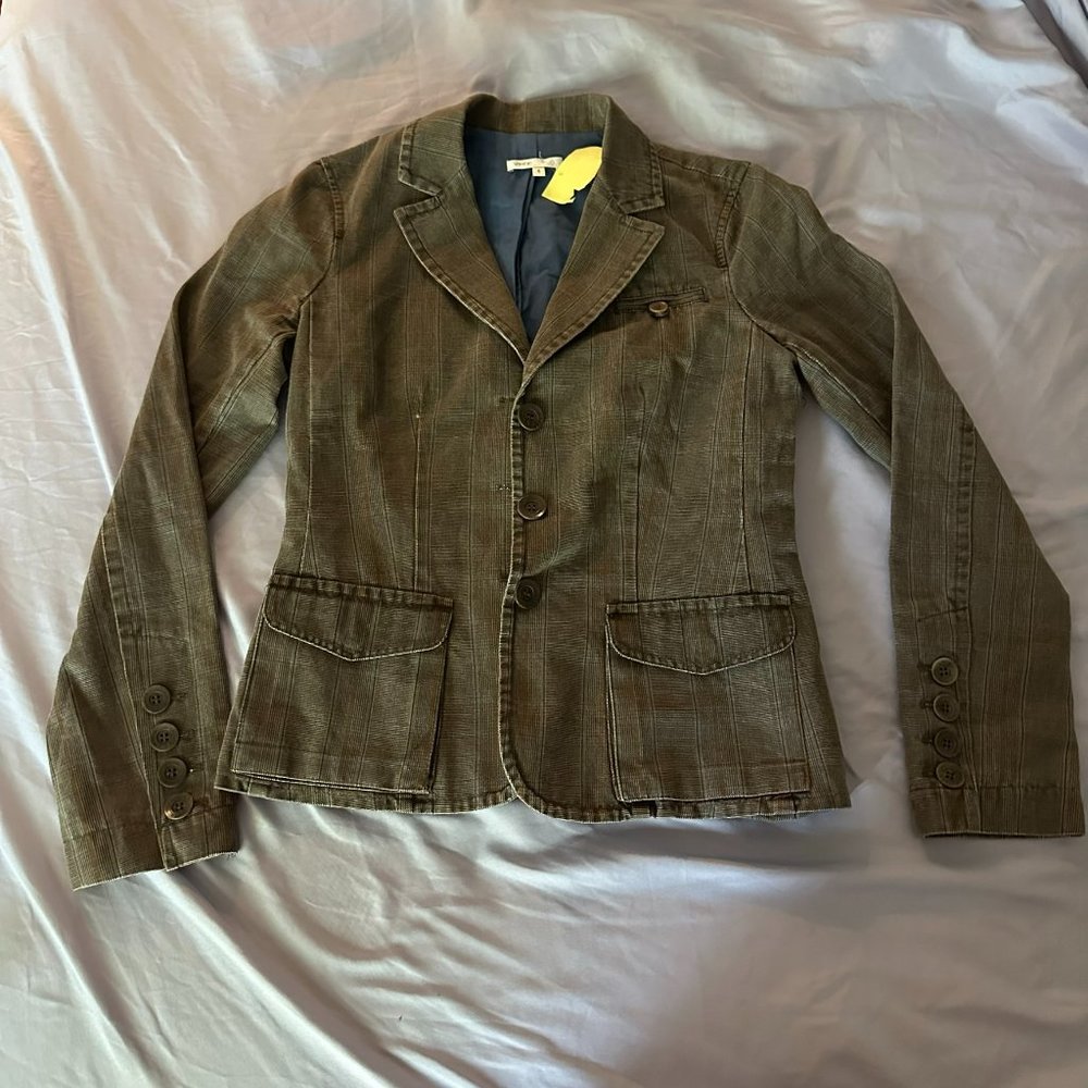 Vince Plaid Fitted Blazer